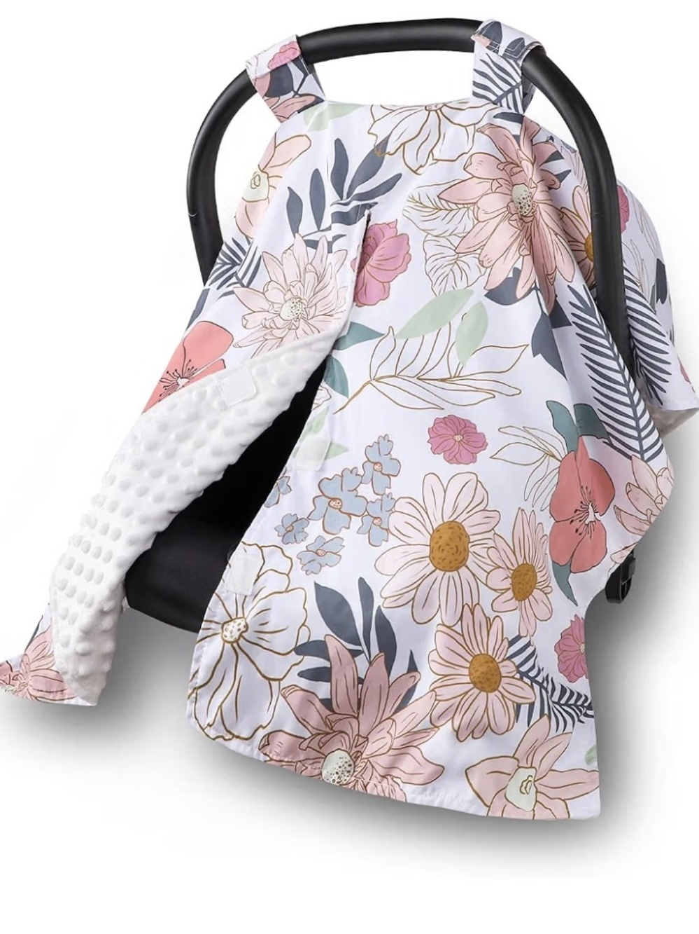 Floral Multi-Use Baby Car Seat Cover - Pink & White NWT